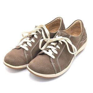 Aetrex Dana Lace Up Comfort Sneaker Warm Gray Taupe Leather Women's Size 9/9.5